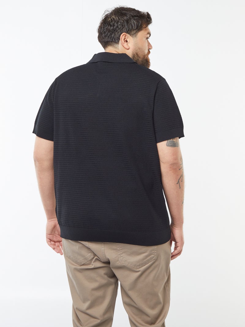 Polo en maille piqué manches courtes noir - Kiabi
