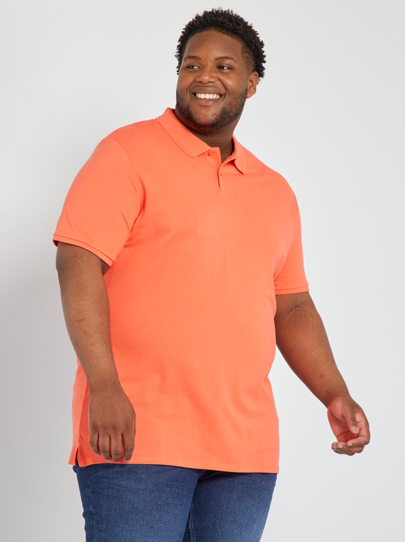 Polo en maille piqué rouge corail - Kiabi