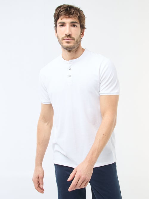 Polo en maille piquée à col tunisien Homme - Kiabi