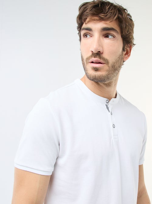 Polo en maille piquée à col tunisien Homme - Kiabi