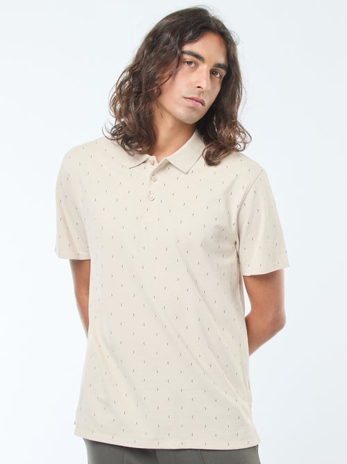Polo en maille piquée à manches courtes et motif - Kiabi