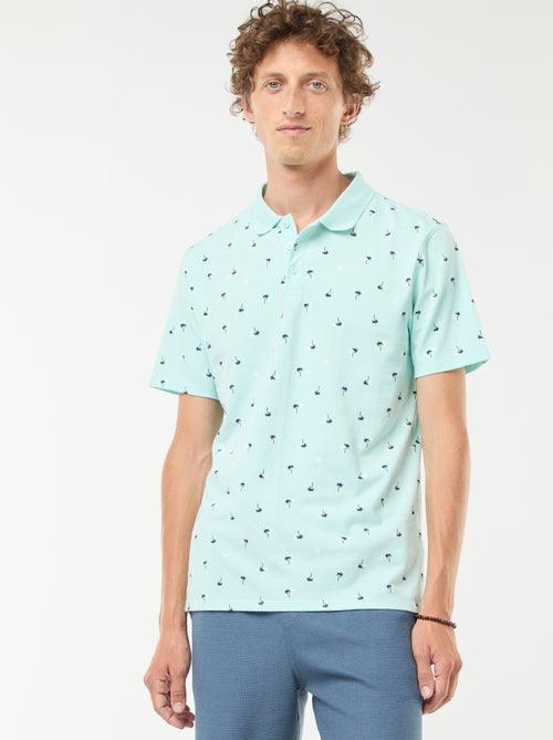 Polo en maille piquée avec motif all-over - Kiabi