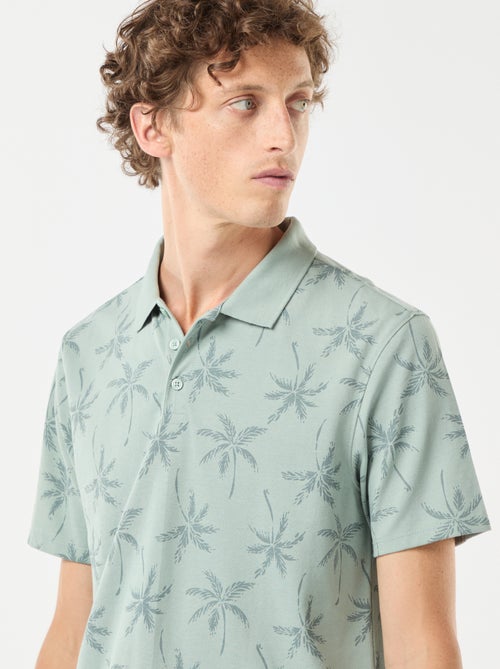 Polo en maille piquée avec motif all-over - Kiabi