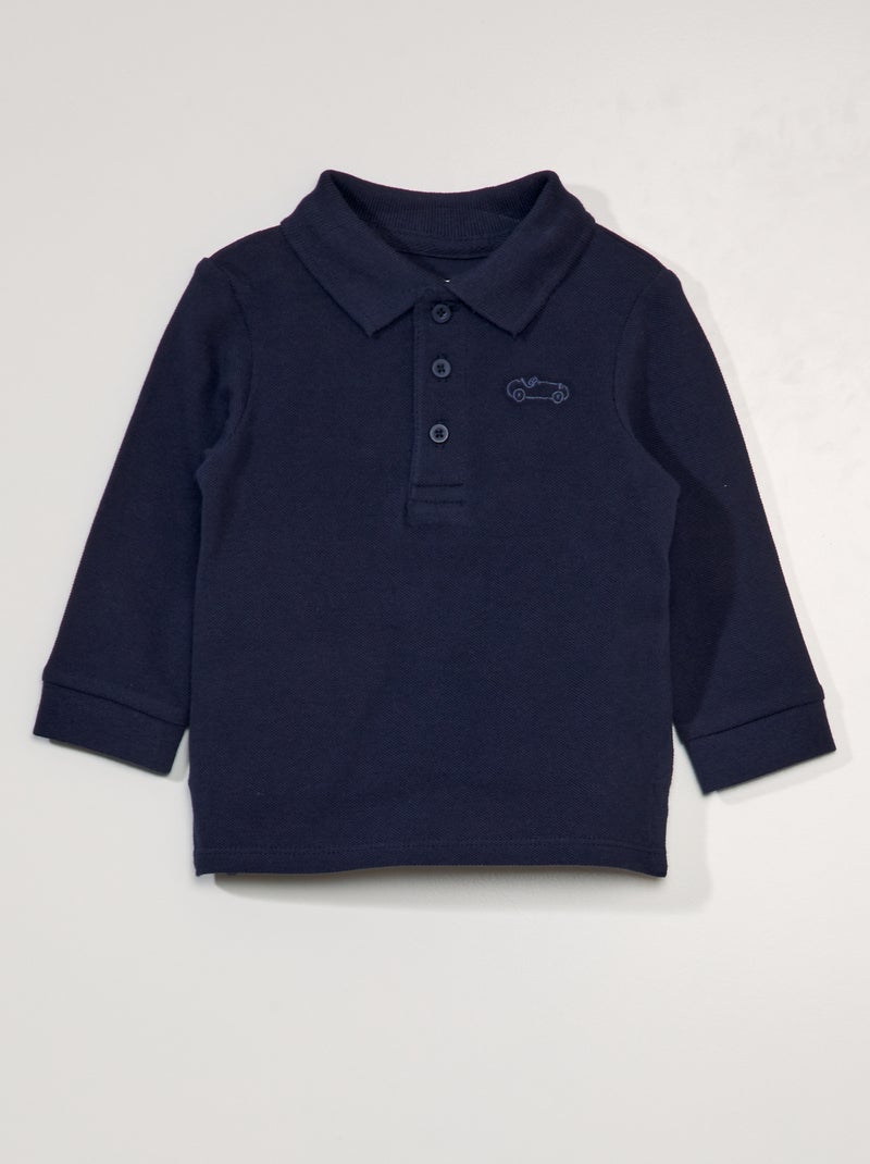 Polo en maille piquée Bleu marine - Kiabi