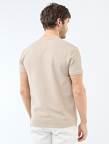 Polo en maille piquée homme à col tunisien