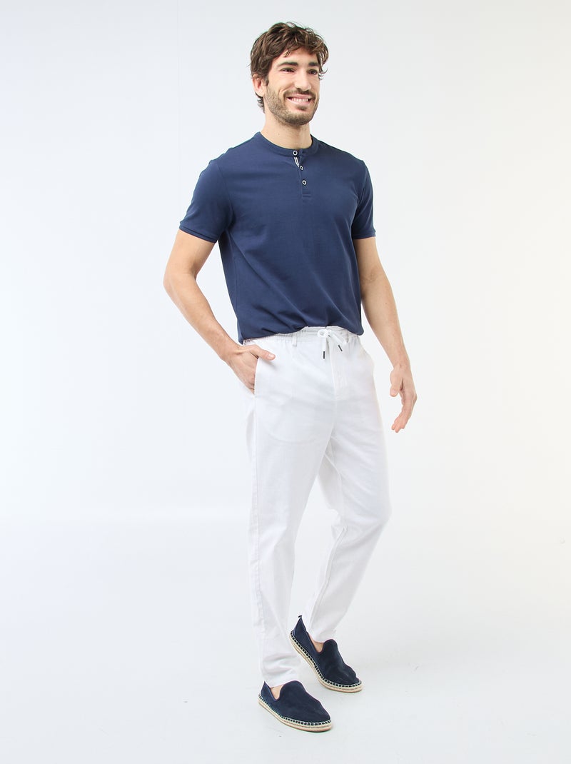 Polo en maille piquée homme à col tunisien uni Bleu marine - Kiabi