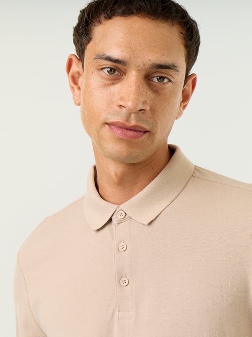 Polo en maille piquée manches longues - Kiabi Polo en maille piquée manches longues - Kiabi