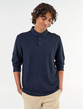 Polo en maille piquée manches longues