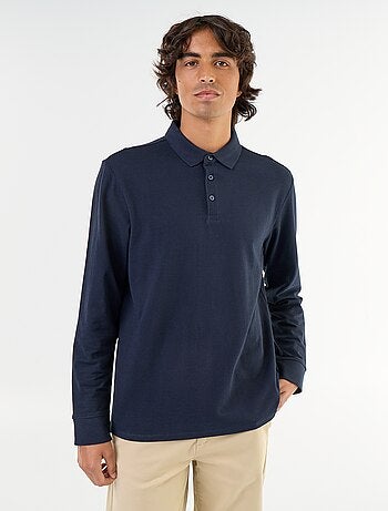 Polo en maille piquée manches longues