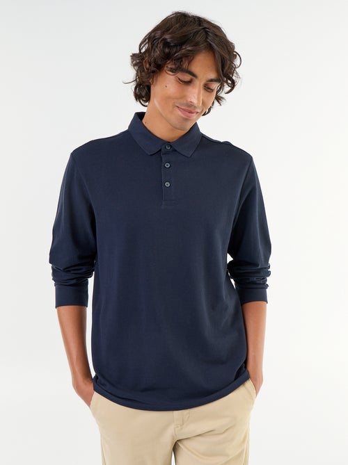 Polo en maille piquée manches longues - Kiabi