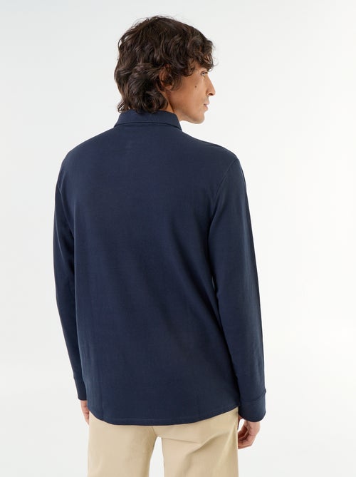 Polo en maille piquée manches longues - Kiabi