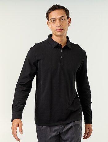 Polo en maille piquée manches longues