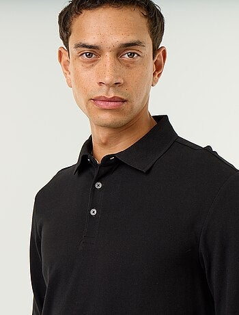 Polo en maille piquée manches longues