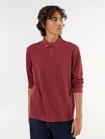 Polo en maille piquée manches longues