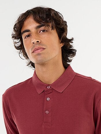 Polo en maille piquée manches longues