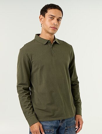 Polo en maille piquée manches longues