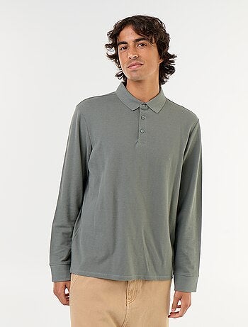 Polo en maille piquée manches longues