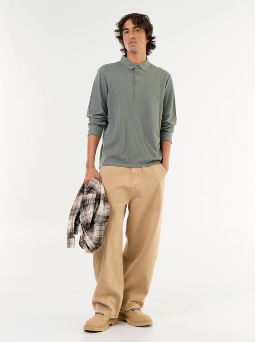 Polo en maille piquée manches longues - Kiabi Polo en maille piquée manches longues - Kiabi
