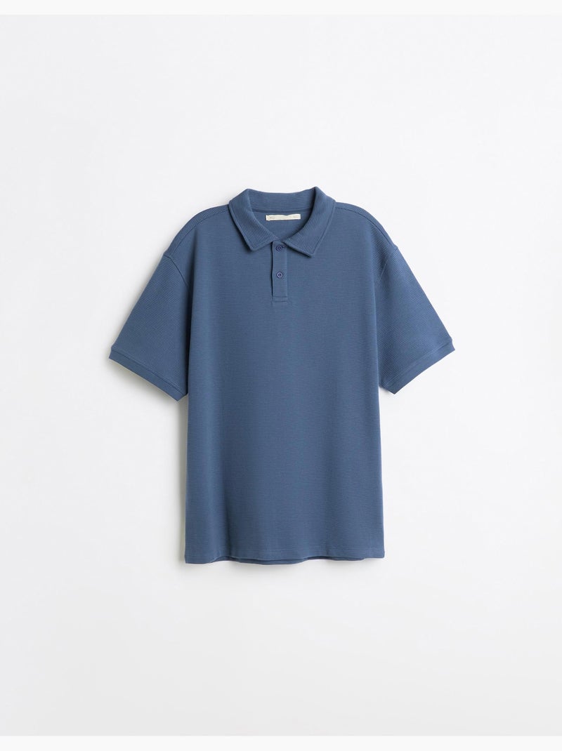 Polo en maille texturé, mo fashion Bleu - Kiabi