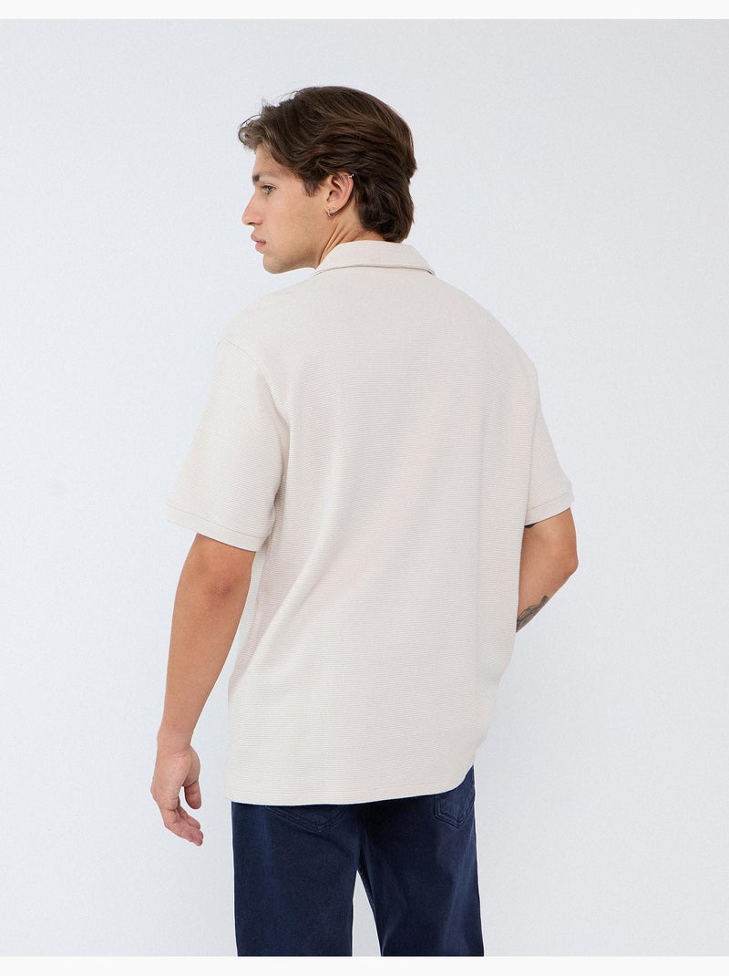 Polo en maille texturé, mo fashion Gris - Kiabi