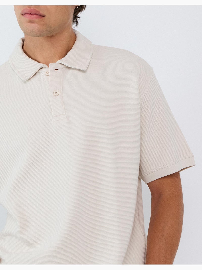Polo en maille texturé, mo fashion Gris - Kiabi