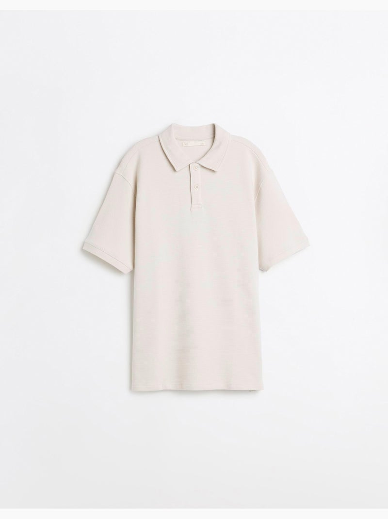 Polo en maille texturé, mo fashion Gris - Kiabi