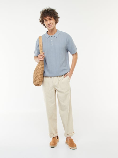 Polo en maille tricot  à manches courtes - Kiabi