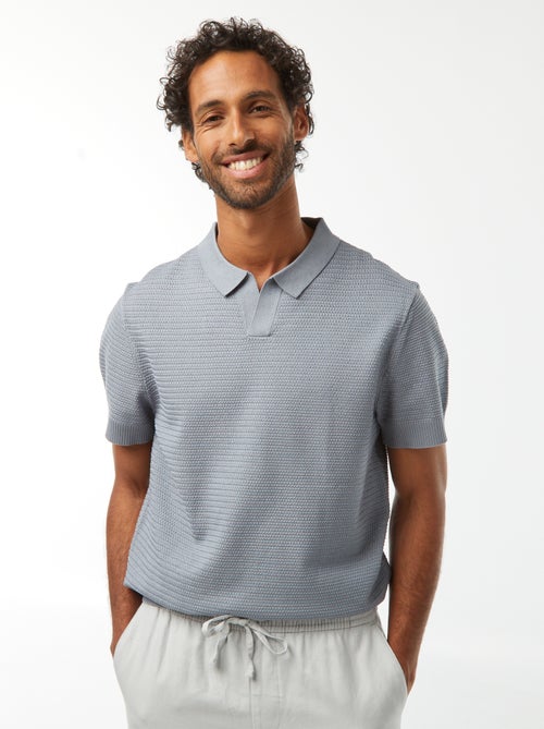 Polo en maille tricot manches courtes - Kiabi
