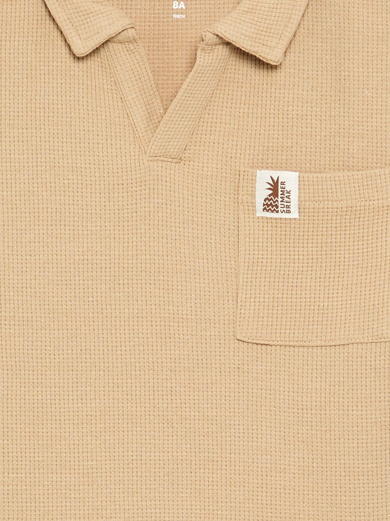 Polo en matière en nid d'abeilles Blanc - Kiabi