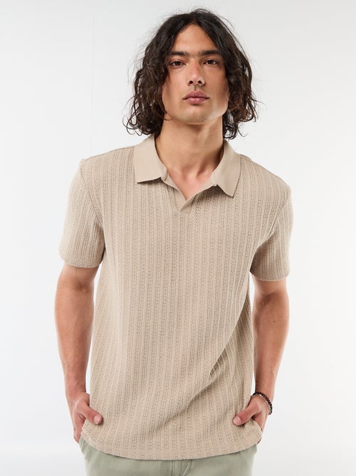 Polo en matière fantaisie ajourée - Kiabi