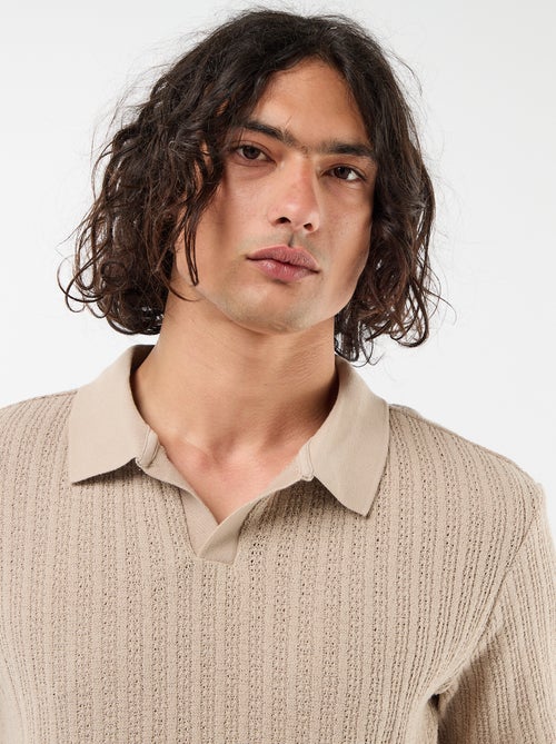 Polo en matière fantaisie ajourée - Kiabi