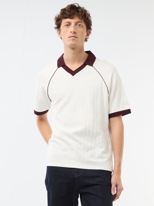 Polo en matière fantaisie col polo sans boutons - Kiabi
