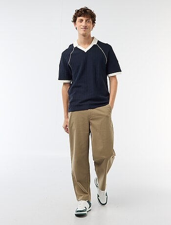 Polo en matière fantaisie col polo sans boutons