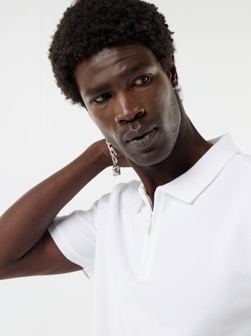 polo en nid d'abeilles avec col zippé - Kiabi