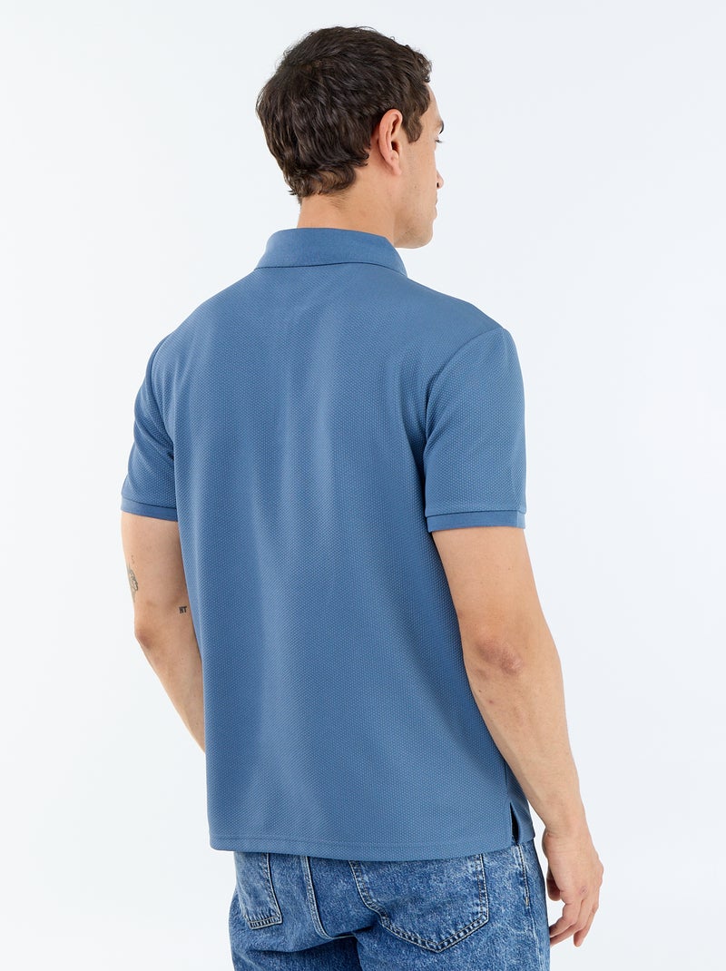 polo en nid d'abeilles avec col zippé Bleu - Kiabi