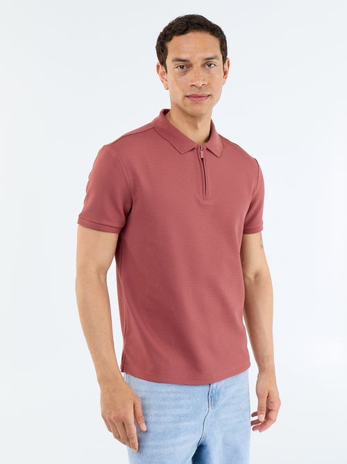 polo en nid d'abeilles avec col zippé - Kiabi