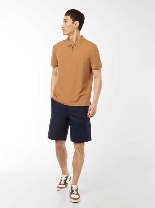 Polo en nid d'abeilles et col zippé - Kiabi