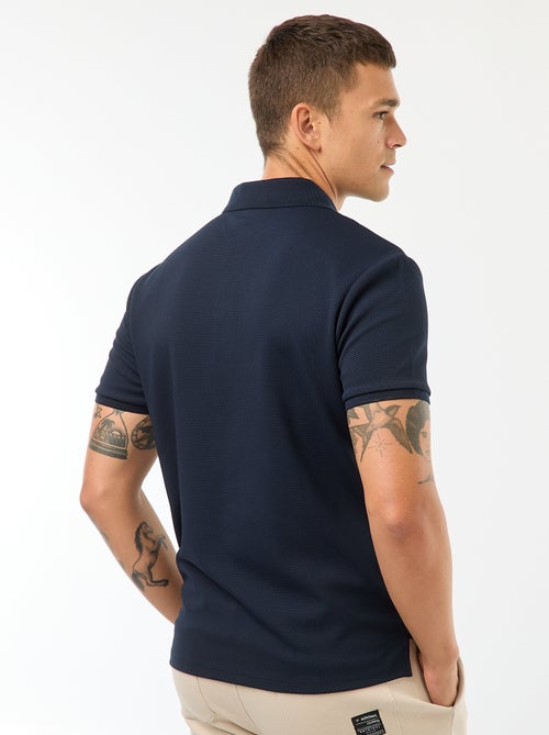 Polo en nid d'abeilles et col zippé - Kiabi