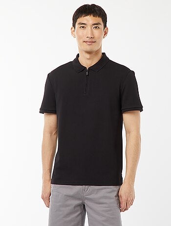 Polo en nid d'abeilles et col zippé