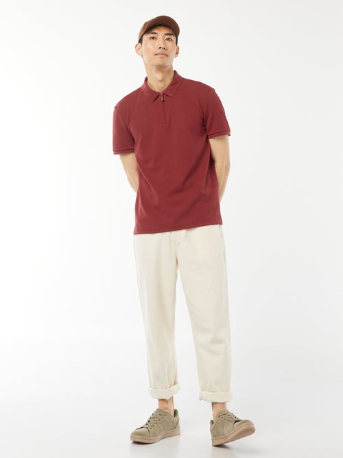 Polo en nid d'abeilles et col zippé - Kiabi