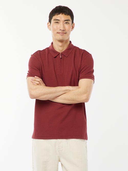 Polo en nid d'abeilles et col zippé - Kiabi