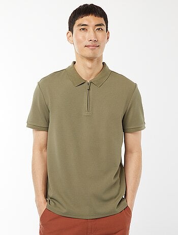 Polo en nid d'abeilles et col zippé