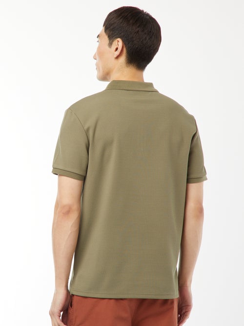 Polo en nid d'abeilles et col zippé - Kiabi