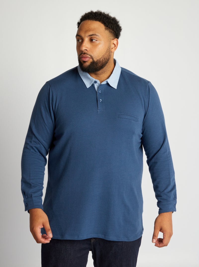 Polo en piqué Bleu - Kiabi