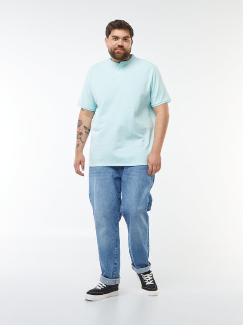 Polo en piqué de coton à col tunisien - Kiabi