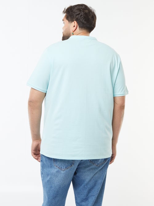 Polo en piqué de coton à col tunisien - Kiabi