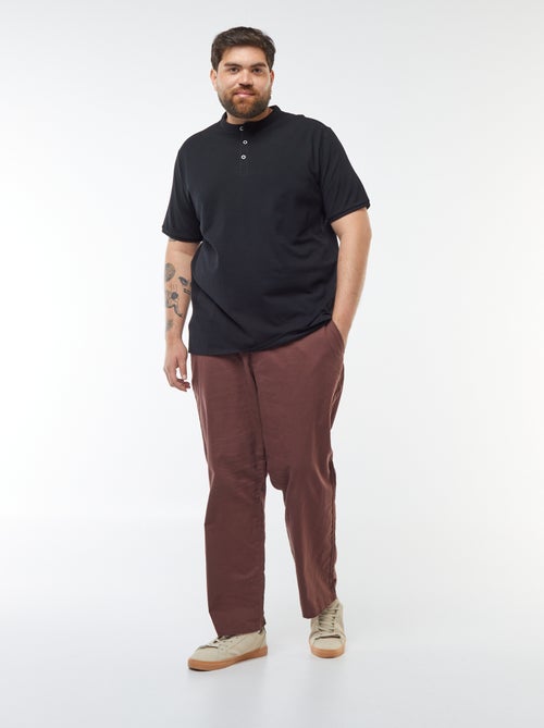 Polo en piqué de coton à col tunisien - Kiabi