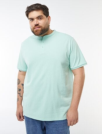 Polo en piqué de coton à col tunisien