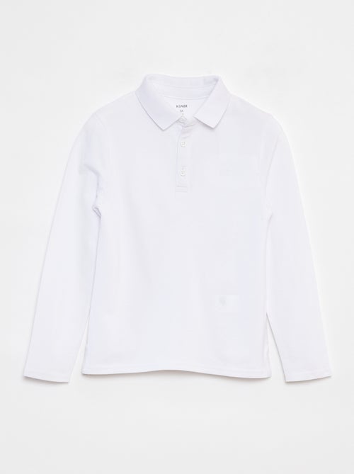 Polo en piqué de coton à manches longues - Kiabi
