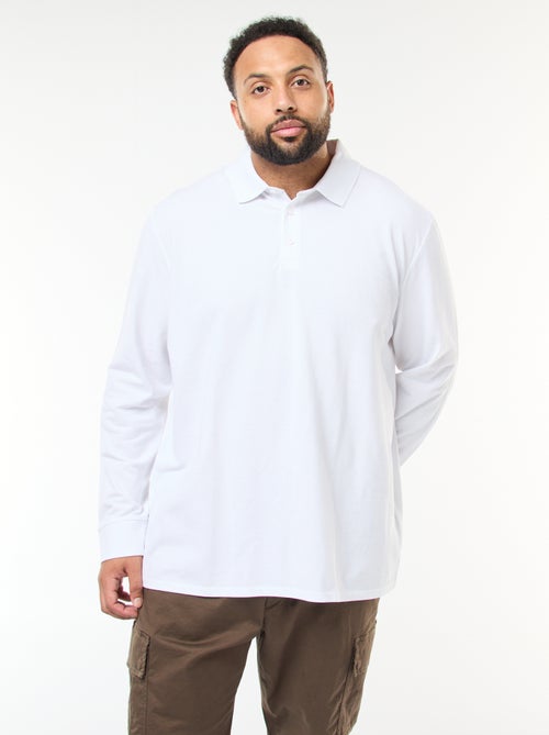 Polo en piqué de coton à manches longues - Kiabi